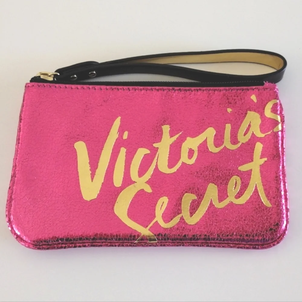 Victoria's Secret Metallic Pink Gold Pouch NWOT